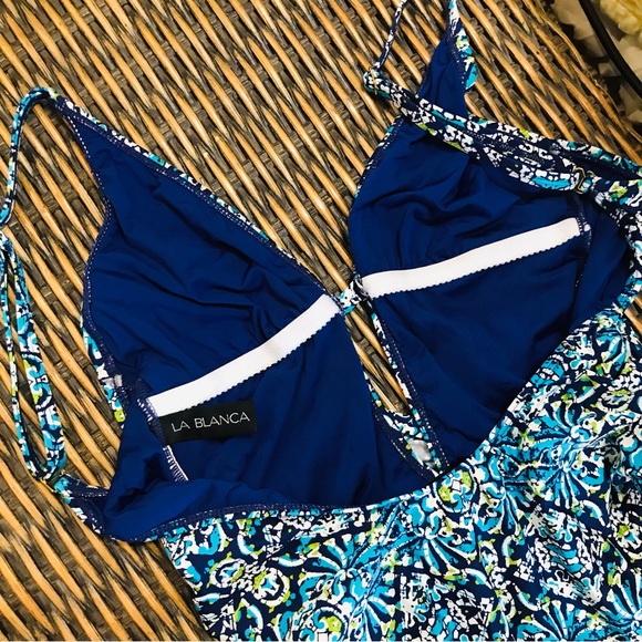 La Blanca Multicolor Geo Print One Piece Swimsuit Tummy Control Sz S - Picture 7 of 14